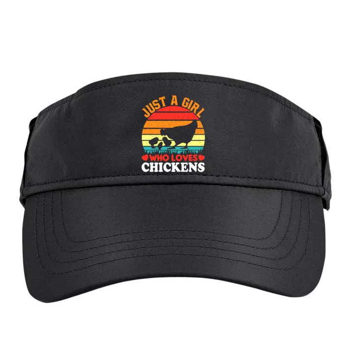 Just A Girl Who Loves Chickens Farmer Farm Adult Drive Performance Visor