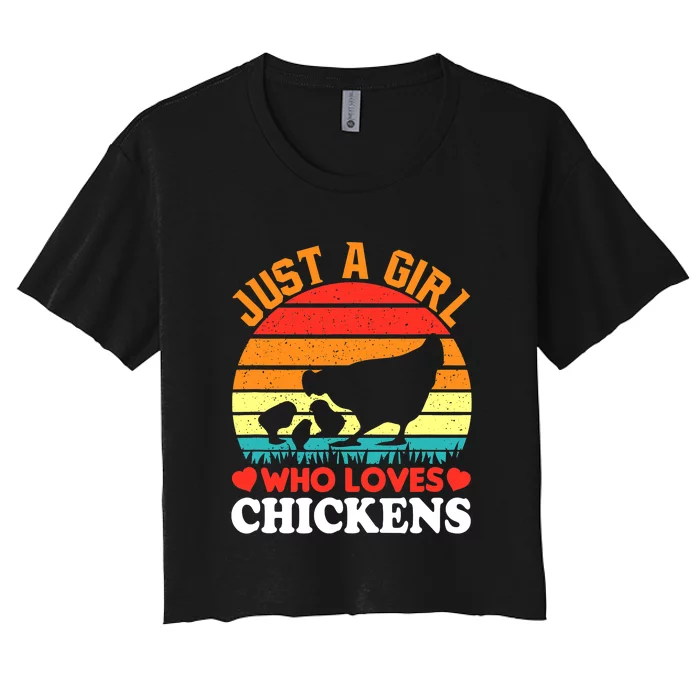 Just A Girl Who Loves Chickens Farmer Farm Women's Crop Top Tee