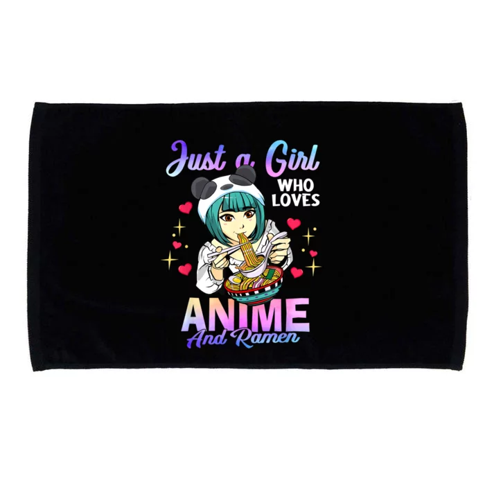 Just A Girl Who Loves Anime And Ramen Bowl Panda Girl Teen Microfiber Hand Towel