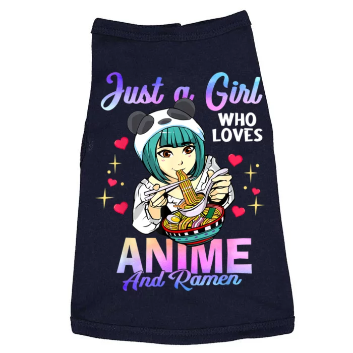 Just A Girl Who Loves Anime And Ramen Bowl Panda Girl Teen Doggie Tank