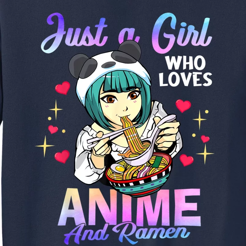 Just A Girl Who Loves Anime And Ramen Bowl Panda Girl Teen Sweatshirt