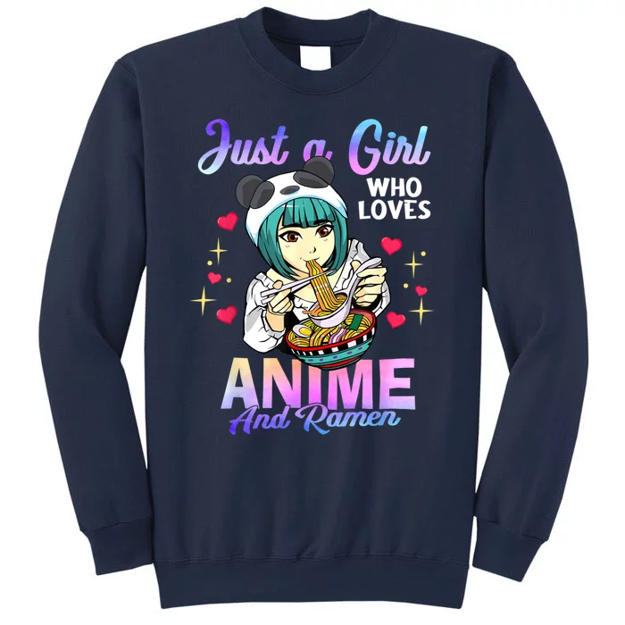 Just A Girl Who Loves Anime And Ramen Bowl Panda Girl Teen Sweatshirt