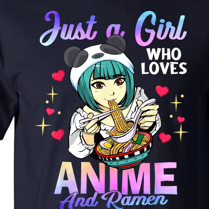 Just A Girl Who Loves Anime And Ramen Bowl Panda Girl Teen Tall T-Shirt