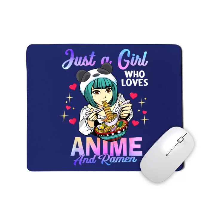 Just A Girl Who Loves Anime And Ramen Bowl Panda Girl Teen Mousepad