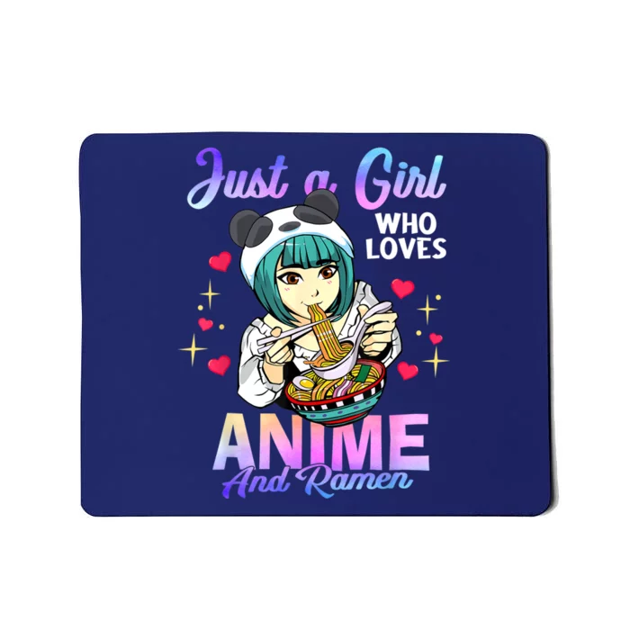 Just A Girl Who Loves Anime And Ramen Bowl Panda Girl Teen Mousepad