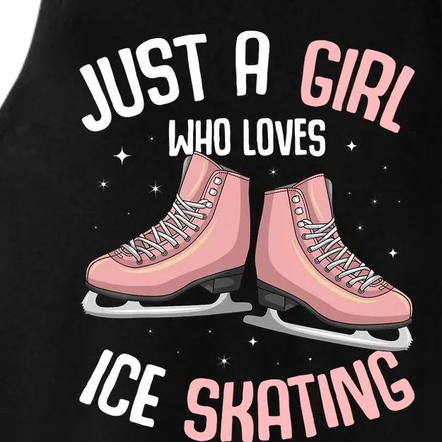 Just A Girl Who Loves Ice Skating Figure Skater Ladies Tri-Blend Wicking Tank