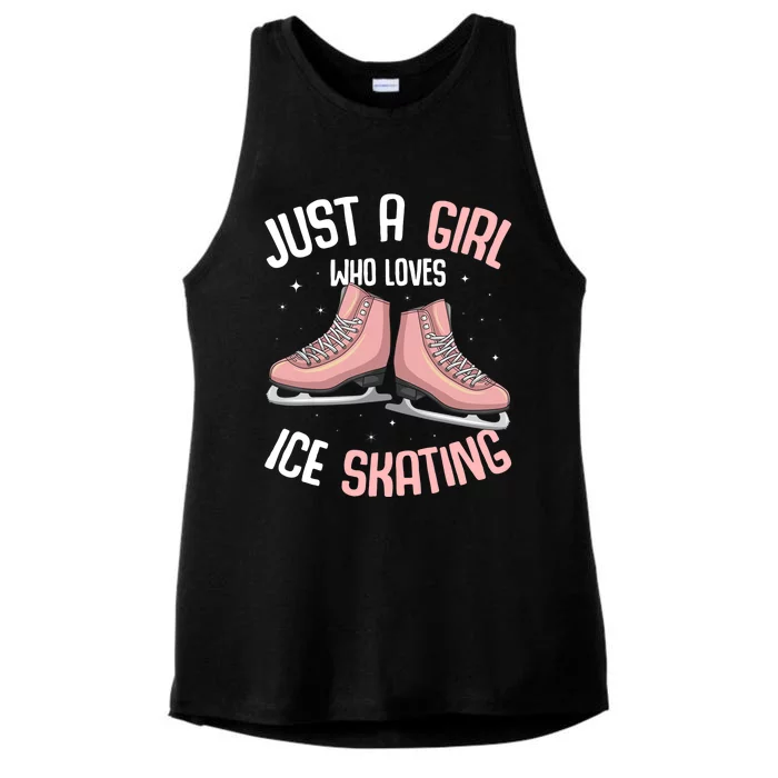 Just A Girl Who Loves Ice Skating Figure Skater Ladies Tri-Blend Wicking Tank