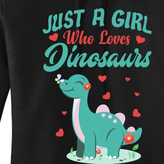 JUST A GIRL WHO LOVES DINOSAURS Women's Pullover Hoodie