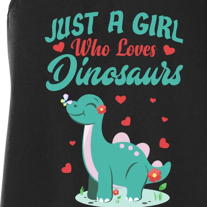 JUST A GIRL WHO LOVES DINOSAURS Women's Racerback Tank