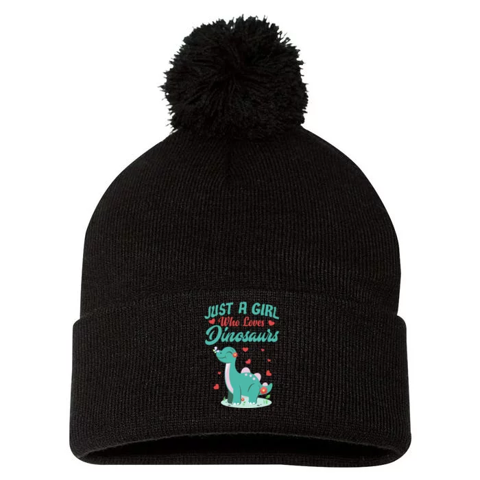 JUST A GIRL WHO LOVES DINOSAURS Pom Pom 12in Knit Beanie