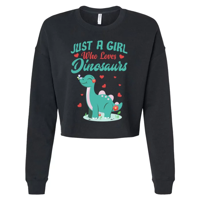 JUST A GIRL WHO LOVES DINOSAURS Cropped Pullover Crew