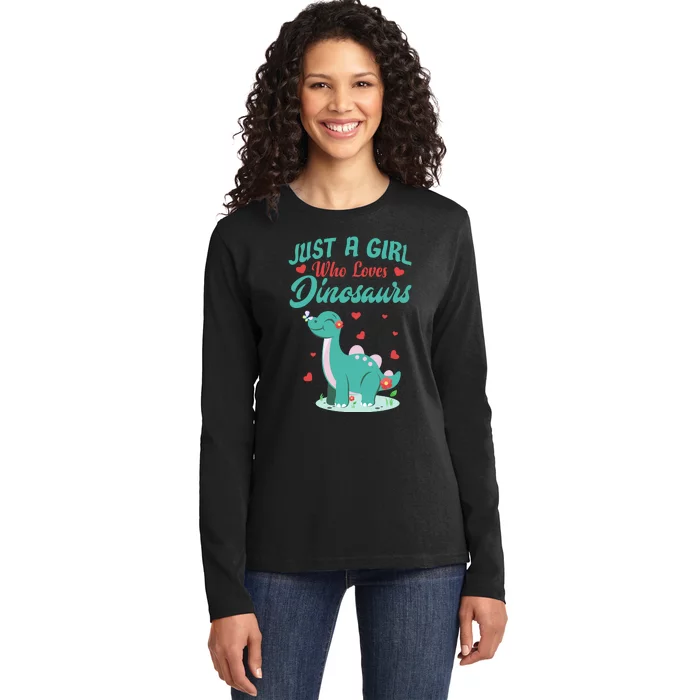 JUST A GIRL WHO LOVES DINOSAURS Ladies Long Sleeve Shirt