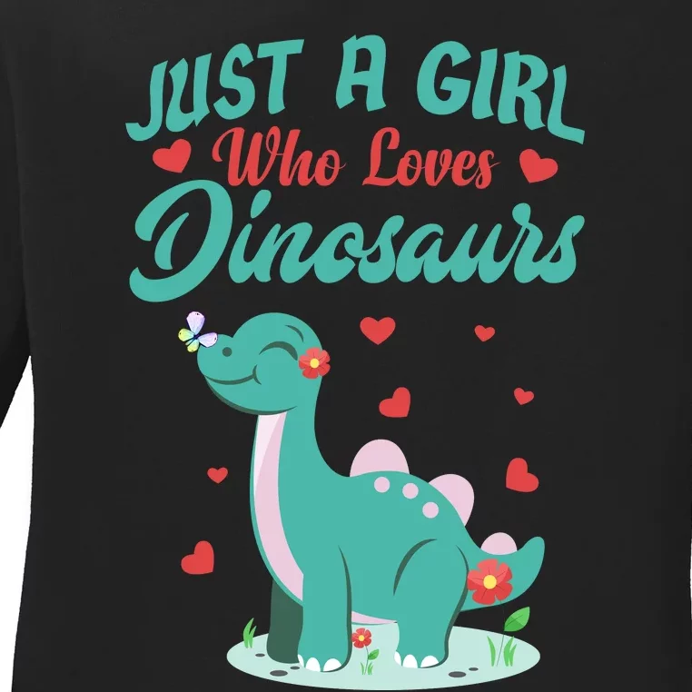 JUST A GIRL WHO LOVES DINOSAURS Ladies Long Sleeve Shirt