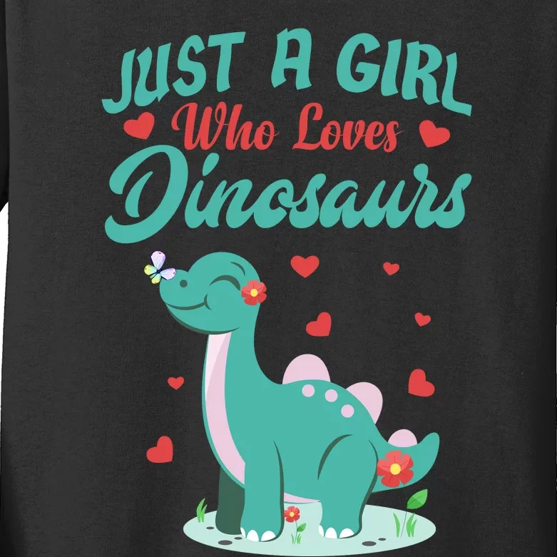 JUST A GIRL WHO LOVES DINOSAURS Kids Long Sleeve Shirt