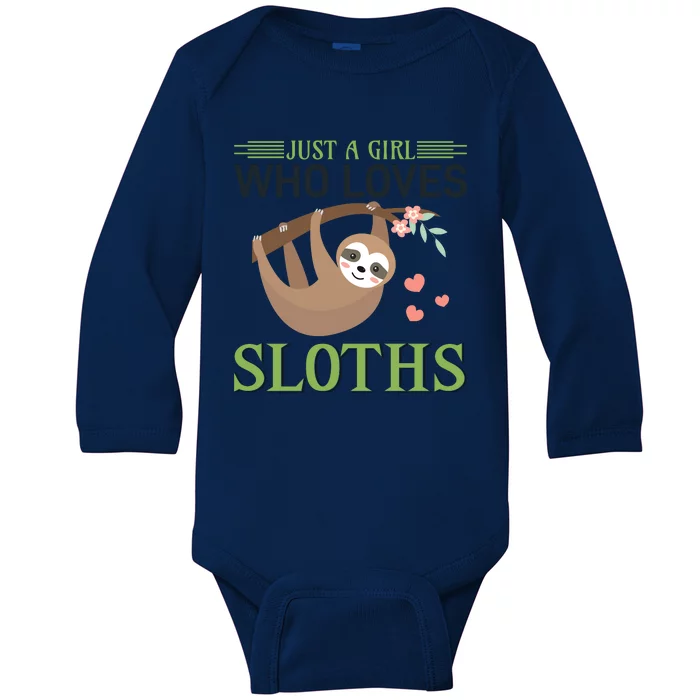 Just A Girl Who Loves Sloths Baby Long Sleeve Bodysuit