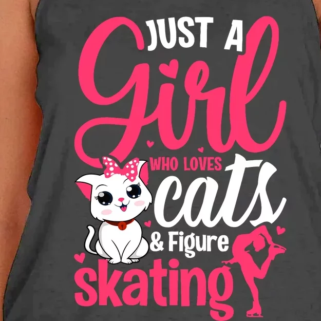 Just A Girl Who Loves Cats And Figure Skating Novelty Women's Knotted Racerback Tank