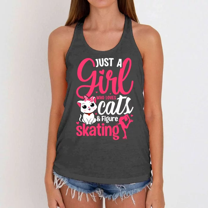 Just A Girl Who Loves Cats And Figure Skating Novelty Women's Knotted Racerback Tank