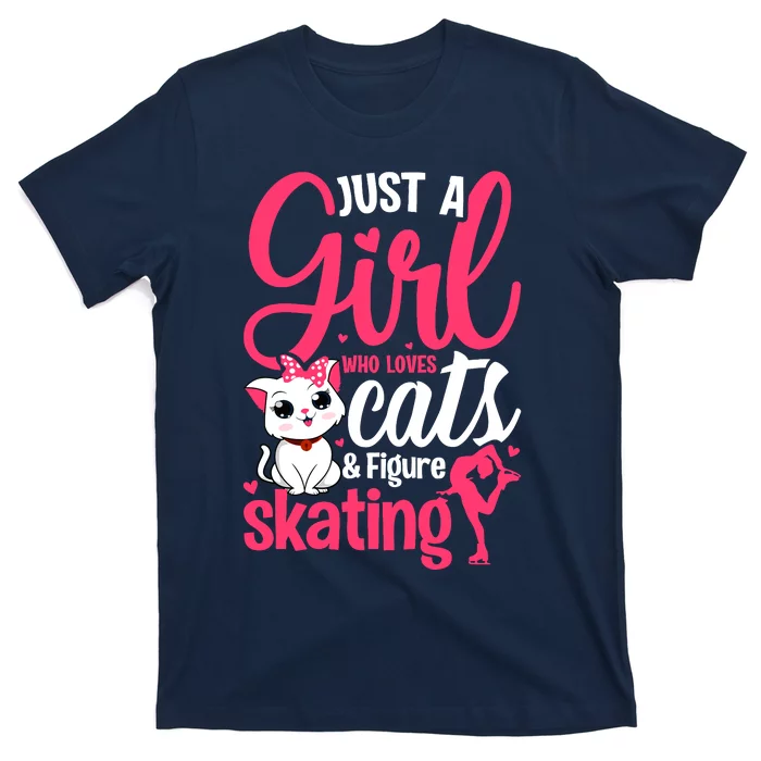 Just A Girl Who Loves Cats And Figure Skating Novelty T-Shirt