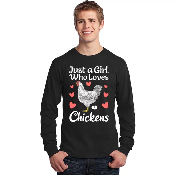 Just A Girl Who Loves Chicken Funny Chicken Farmer Gift Long Sleeve Shirt