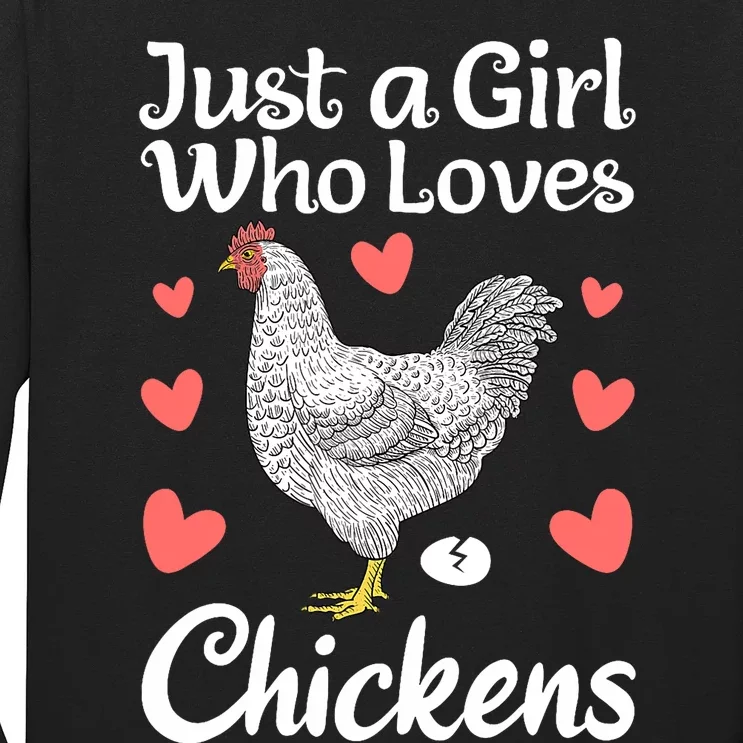 Just A Girl Who Loves Chicken Funny Chicken Farmer Gift Long Sleeve Shirt