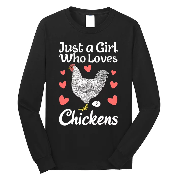 Just A Girl Who Loves Chicken Funny Chicken Farmer Gift Long Sleeve Shirt