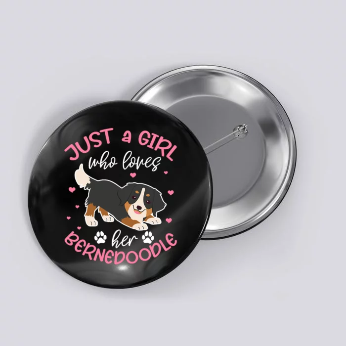 Just A Girl Who Loves Her Bernedoodle Dog Lover Kawaii Button