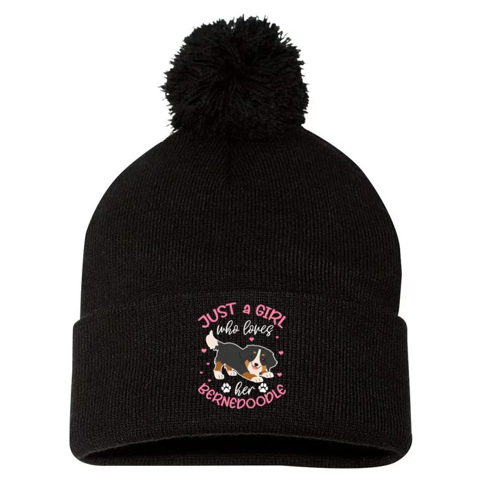 Just A Girl Who Loves Her Bernedoodle Dog Lover Kawaii Pom Pom 12in Knit Beanie