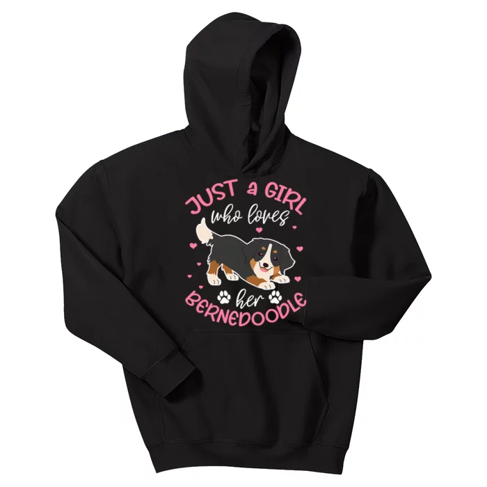 Just A Girl Who Loves Her Bernedoodle Dog Lover Kawaii Kids Hoodie