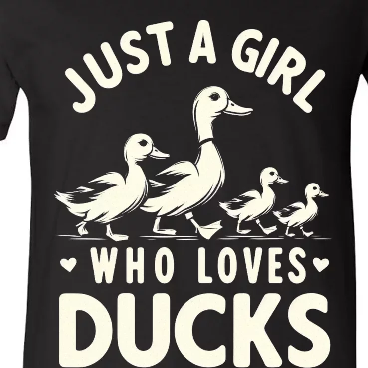 Just A Girl Who Loves Ducks Funny Duck Lover V-Neck T-Shirt