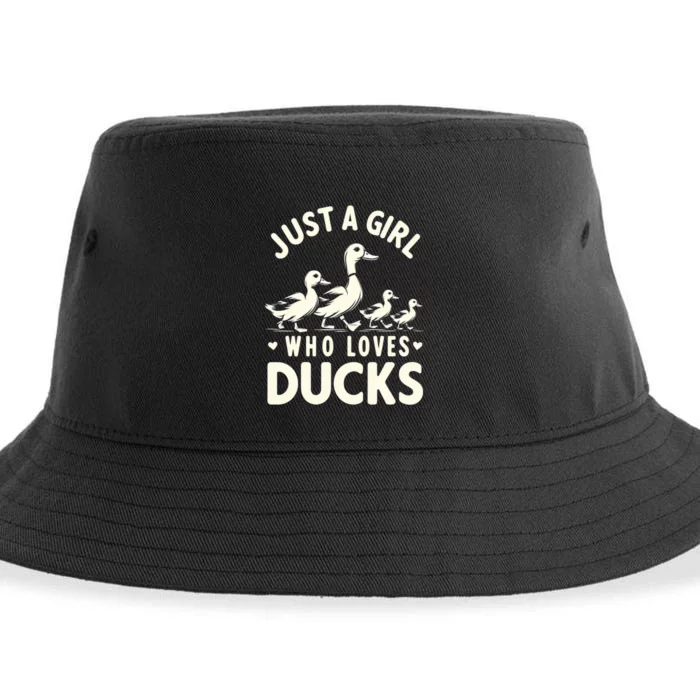 Just A Girl Who Loves Ducks Funny Duck Lover Sustainable Bucket Hat