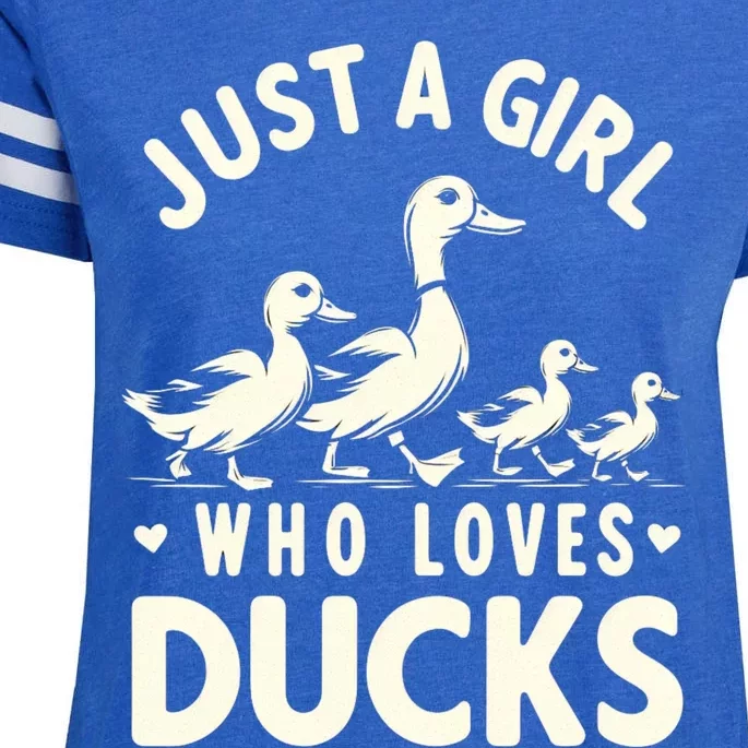 Just A Girl Who Loves Ducks Funny Duck Lover Enza Ladies Jersey Football T-Shirt