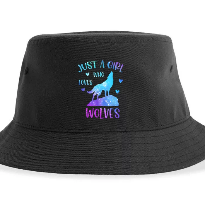 Just A Girl Who Loves Wolves Watercolor Cute Wolf Sustainable Bucket Hat