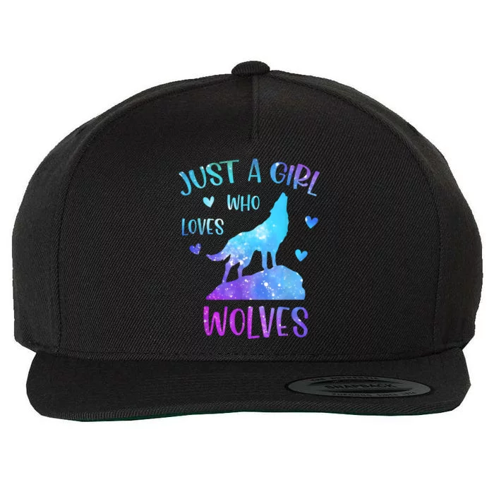 Just A Girl Who Loves Wolves Watercolor Cute Wolf Wool Snapback Cap