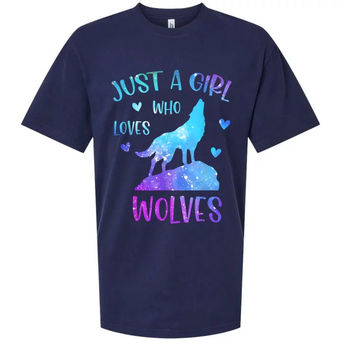 Just A Girl Who Loves Wolves Watercolor Cute Wolf Sueded Cloud Jersey T-Shirt