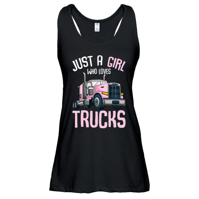 Just A Girl Who Loves Trucks Semi Truck Trucker Ladies Essential Flowy Tank