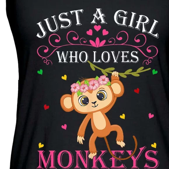 Just A Girl Who Loves Monkeys Cute Monkey Lover Kids Ladies Essential Flowy Tank