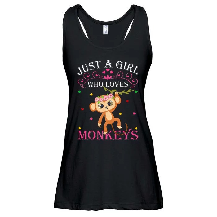 Just A Girl Who Loves Monkeys Cute Monkey Lover Kids Ladies Essential Flowy Tank