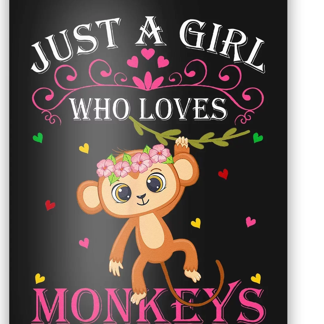 Just A Girl Who Loves Monkeys Cute Monkey Lover Kids Poster