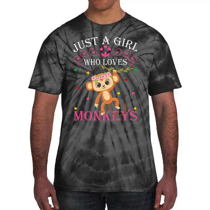 Just A Girl Who Loves Monkeys Cute Monkey Lover Kids Tie-Dye T-Shirt