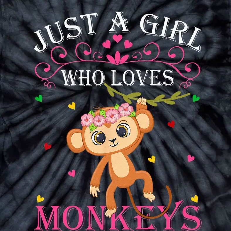 Just A Girl Who Loves Monkeys Cute Monkey Lover Kids Tie-Dye T-Shirt