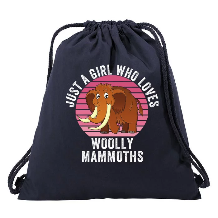 Just A Girl Who Loves Woolly Mammoths Extinct Animal Funny Woolly Mammoth Drawstring Bag