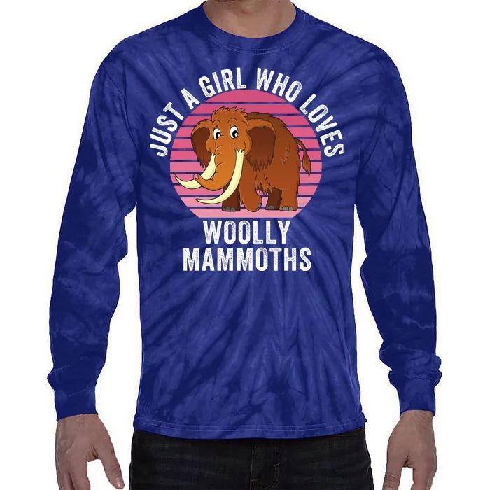 Just A Girl Who Loves Woolly Mammoths Extinct Animal Funny Woolly Mammoth Tie-Dye Long Sleeve Shirt