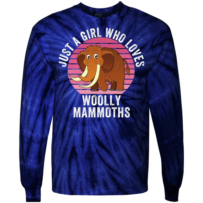 Just A Girl Who Loves Woolly Mammoths Extinct Animal Funny Woolly Mammoth Tie-Dye Long Sleeve Shirt