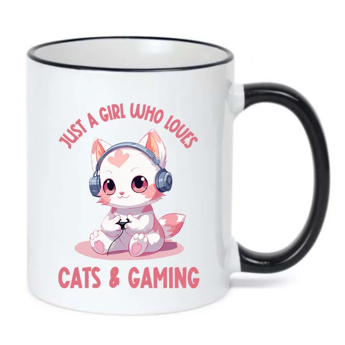 Just A Girl Who Loves Cats And Gaming Cute Kawaii Kitten Black Color Changing Mug