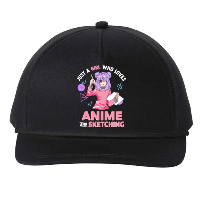 Just A Girl Who Loves Anime And Sketching Gift Snapback Five-Panel Rope Hat