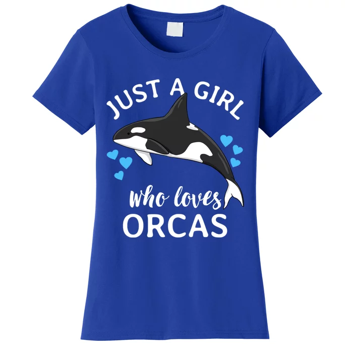 Just A Girl Who Loves Orcas Killer Whales Sea Ocean Cute Gift Women's T-Shirt