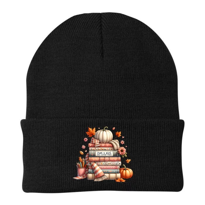 Just A Girl Who Loves Fall Autumn Lover’S Pumpkin Season Knit Cap Winter Beanie