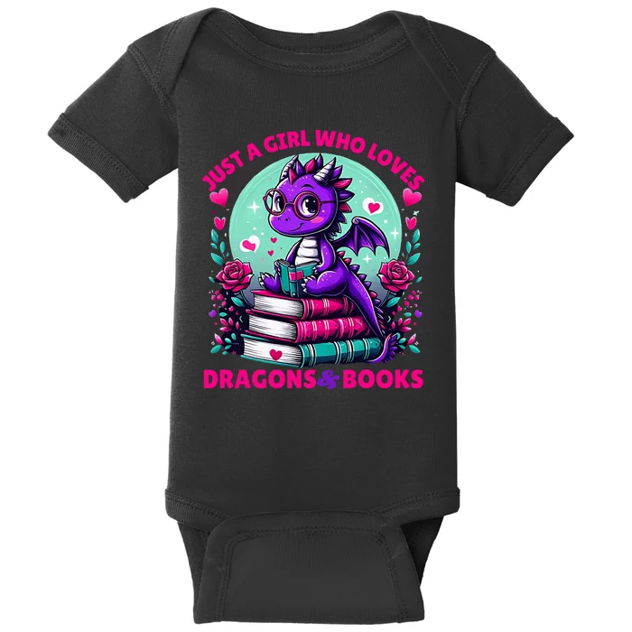 Just A Girl Who Loves Dragons And Books Dragon Reading Baby Bodysuit