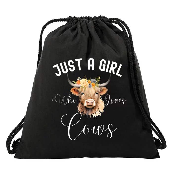 Just A Girl Who Loves Cows Funny Cute Cow For Girls Women Drawstring Bag