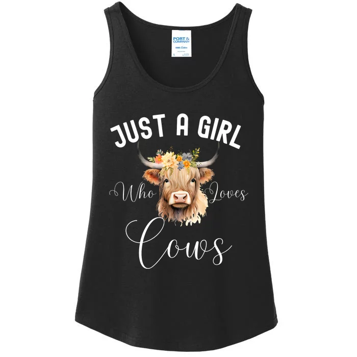 Just A Girl Who Loves Cows Funny Cute Cow For Girls Women Ladies Essential Tank